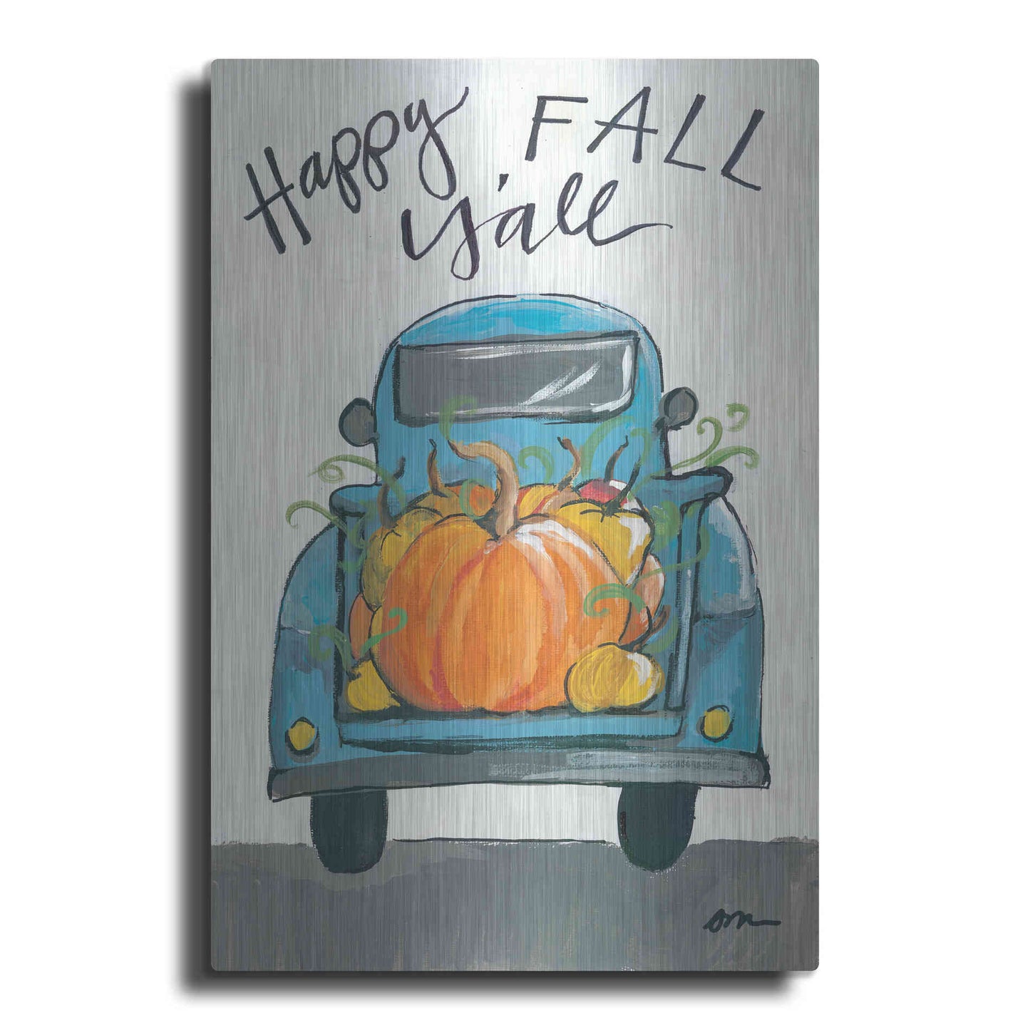 Luxe Metal Art 'Happy Fall Y'all Truck' by Jessica Mingo, Metal Wall Art