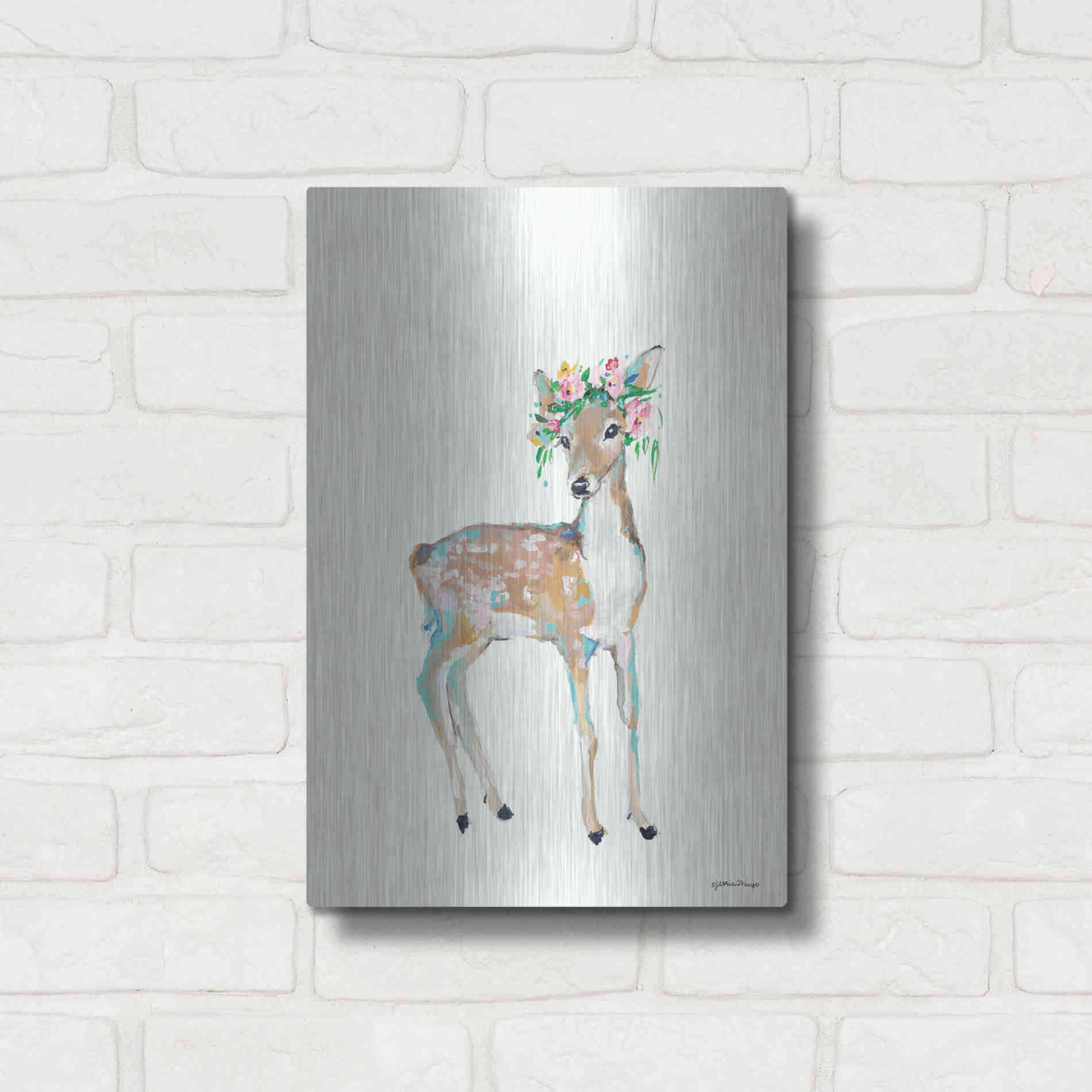 Luxe Metal Art 'Doe' by Jessica Mingo, Metal Wall Art,12x16