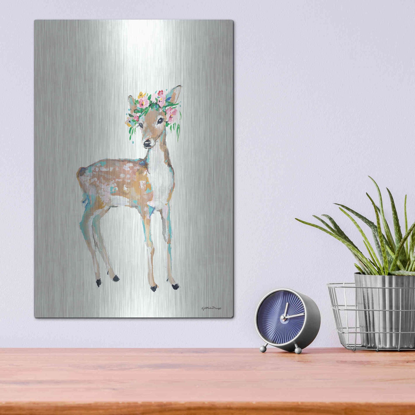 Luxe Metal Art 'Doe' by Jessica Mingo, Metal Wall Art,12x16