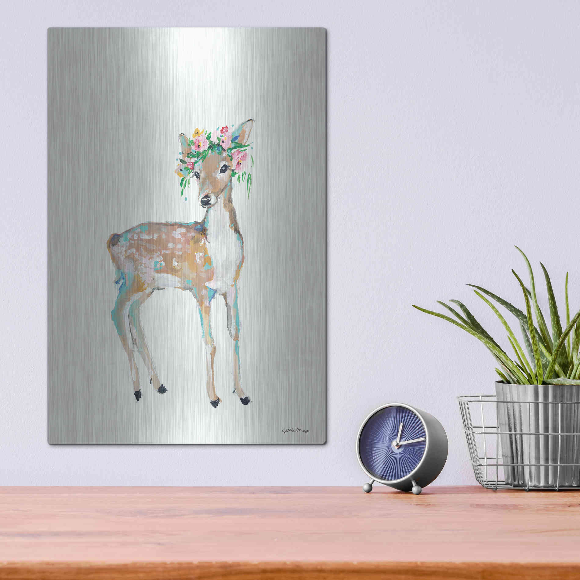 Luxe Metal Art 'Doe' by Jessica Mingo, Metal Wall Art,12x16