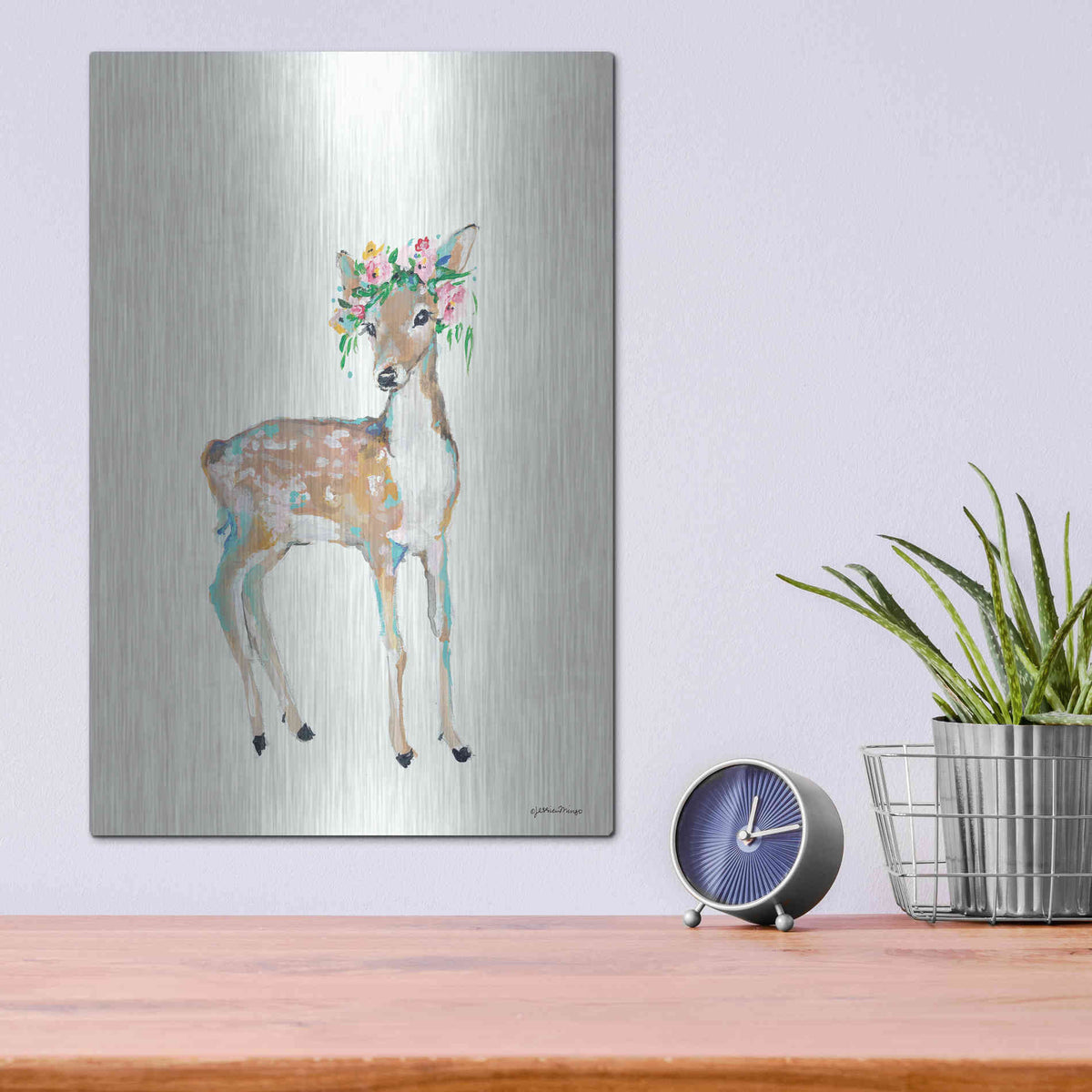 Luxe Metal Art 'Doe' by Jessica Mingo, Metal Wall Art,12x16
