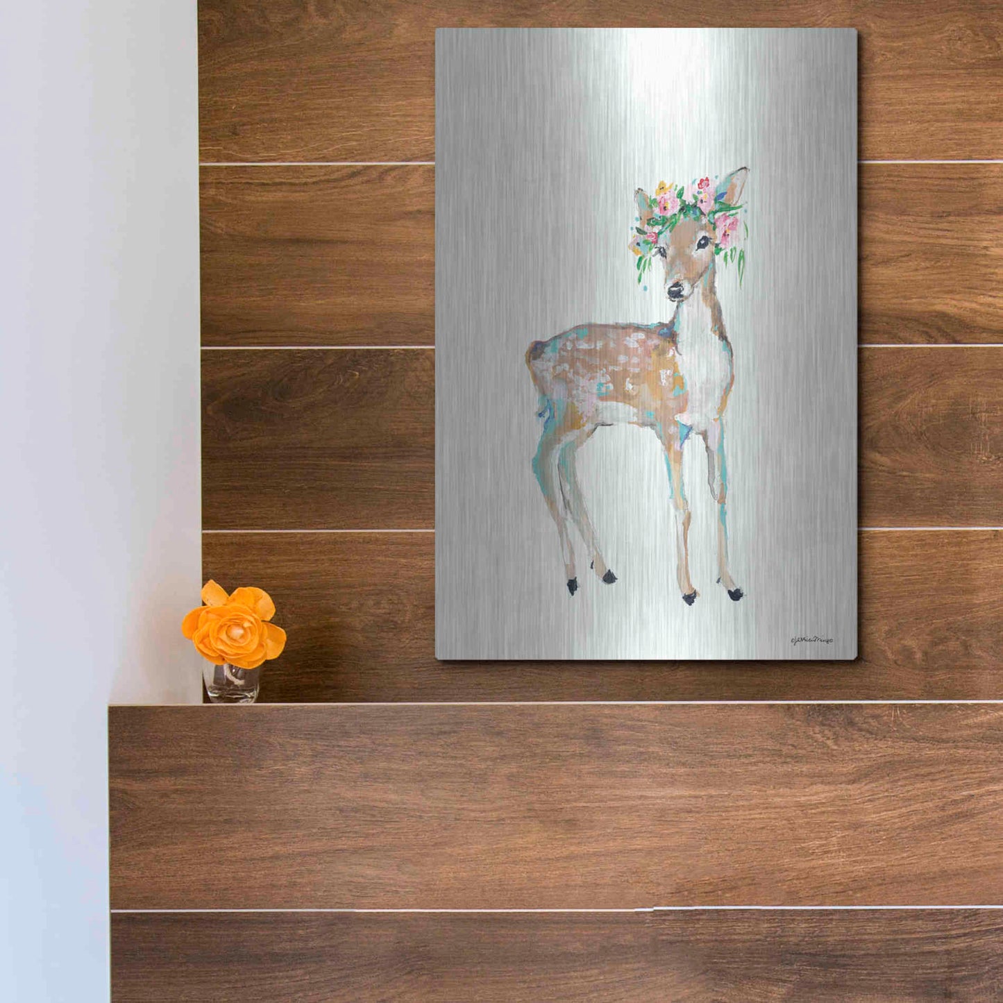 Luxe Metal Art 'Doe' by Jessica Mingo, Metal Wall Art,12x16