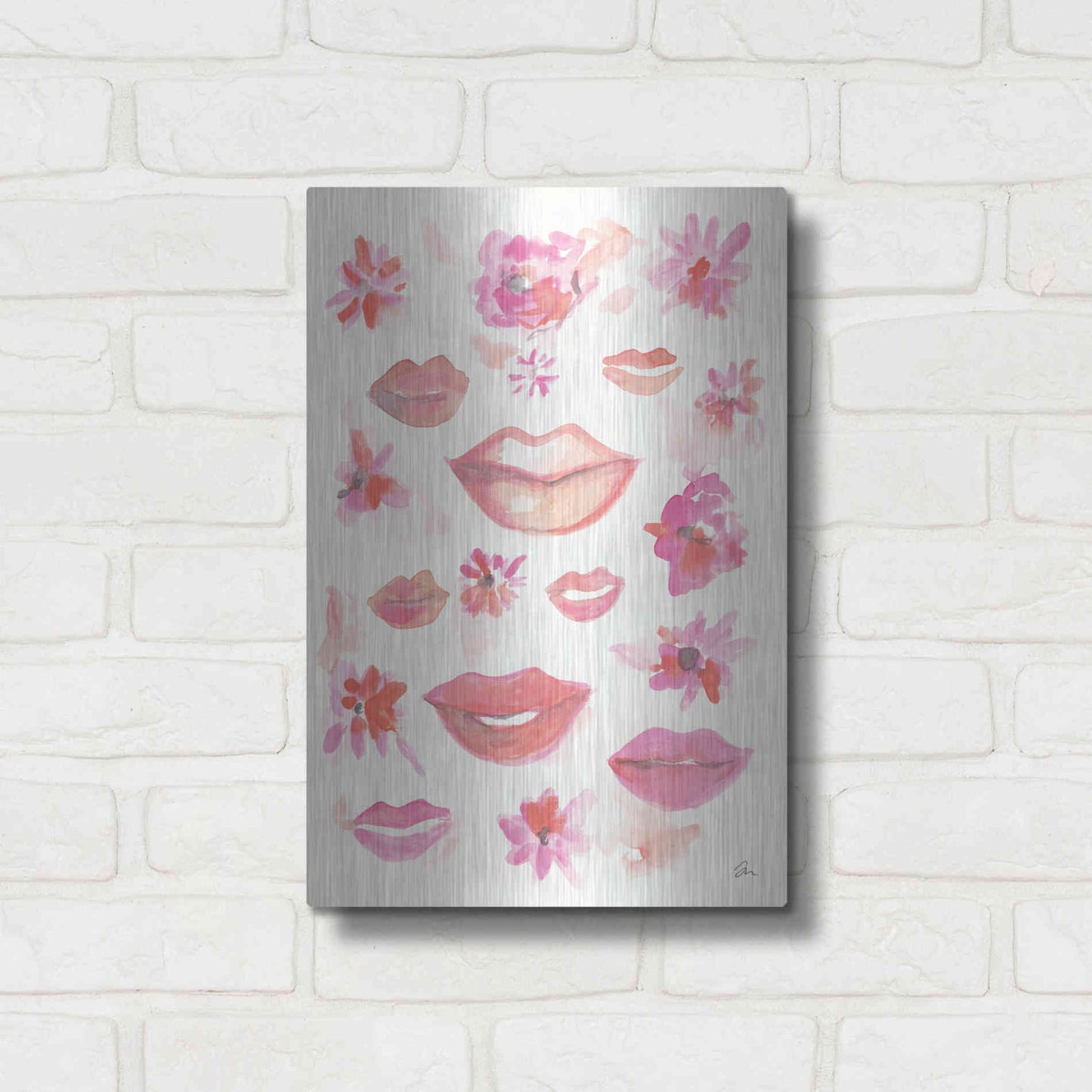 Luxe Metal Art 'Lips' by Jessica Mingo, Metal Wall Art,12x16