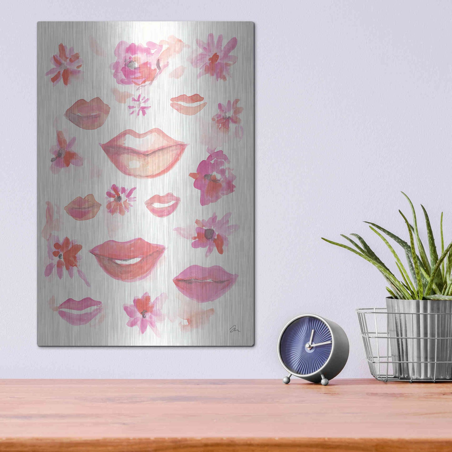 Luxe Metal Art 'Lips' by Jessica Mingo, Metal Wall Art,12x16