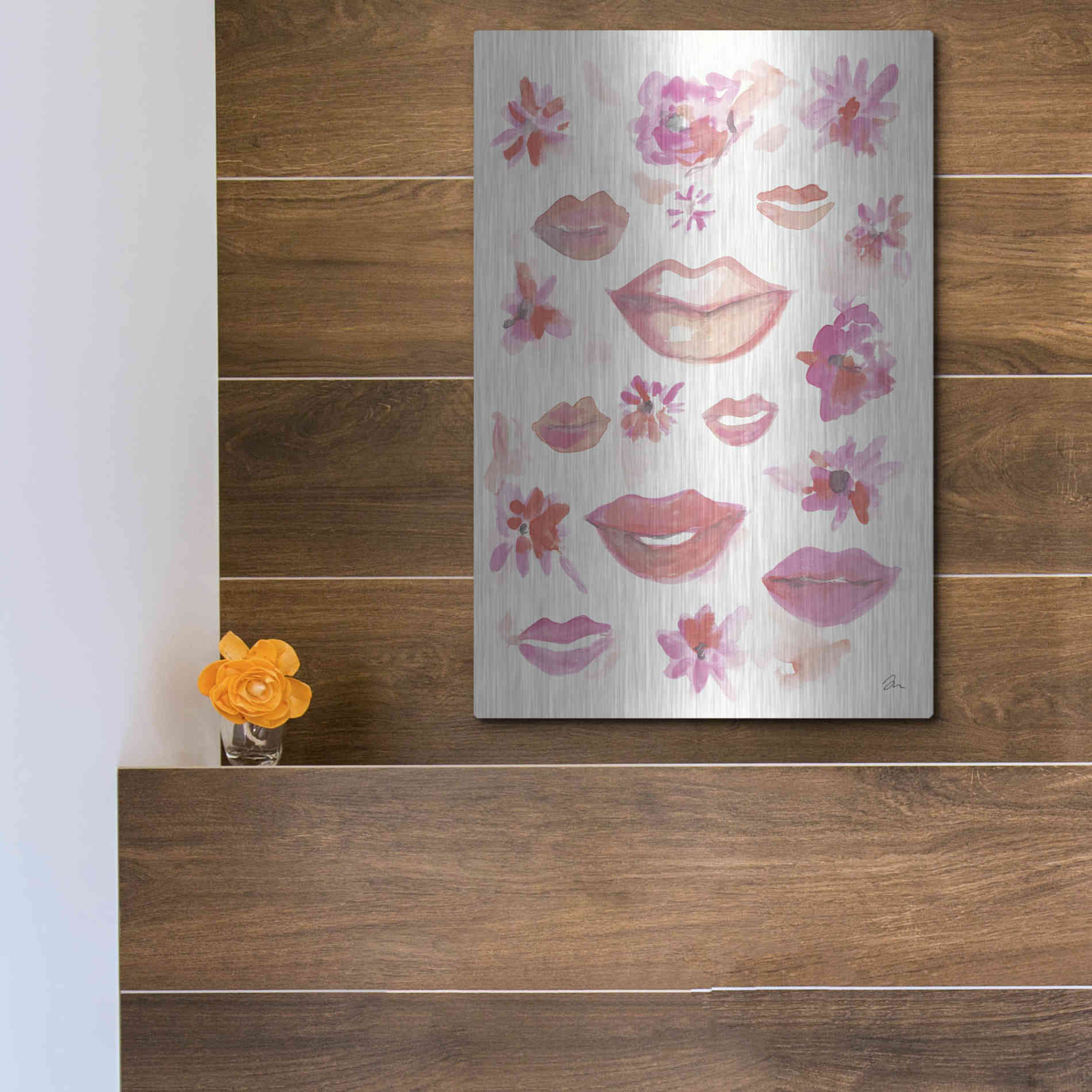 Luxe Metal Art 'Lips' by Jessica Mingo, Metal Wall Art,12x16