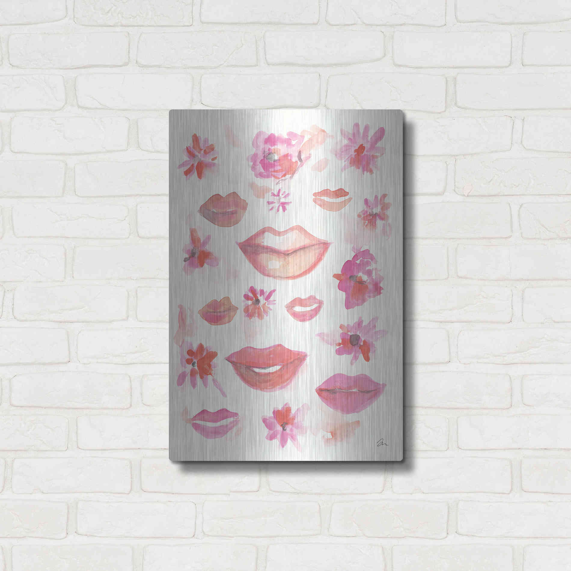 Luxe Metal Art 'Lips' by Jessica Mingo, Metal Wall Art,16x24