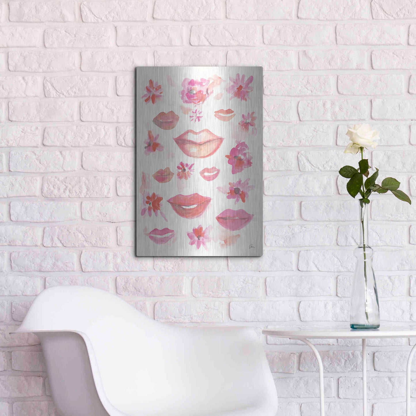 Luxe Metal Art 'Lips' by Jessica Mingo, Metal Wall Art,16x24