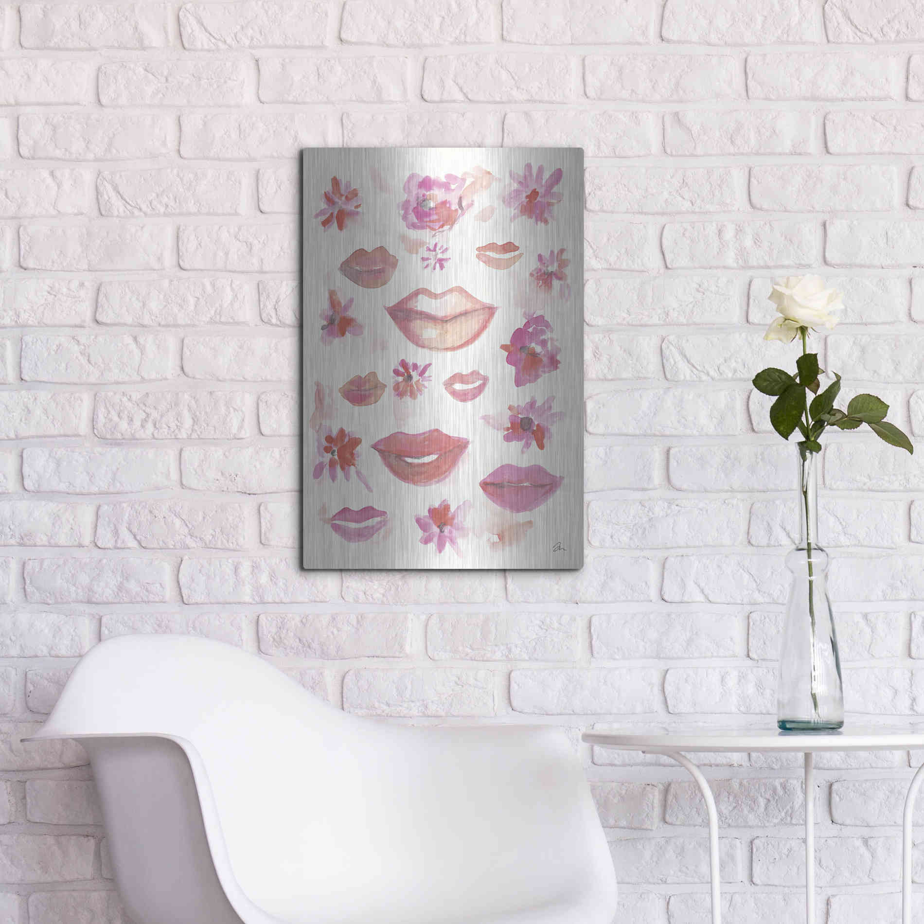 Luxe Metal Art 'Lips' by Jessica Mingo, Metal Wall Art,16x24