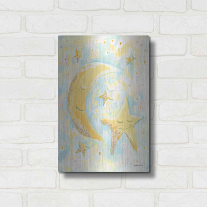 Luxe Metal Art 'Moon and Star Friends' by Jessica Mingo, Metal Wall Art,12x16