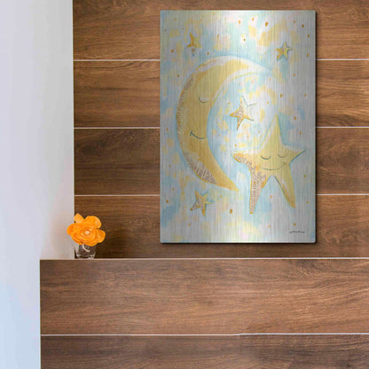 Luxe Metal Art 'Moon and Star Friends' by Jessica Mingo, Metal Wall Art,12x16