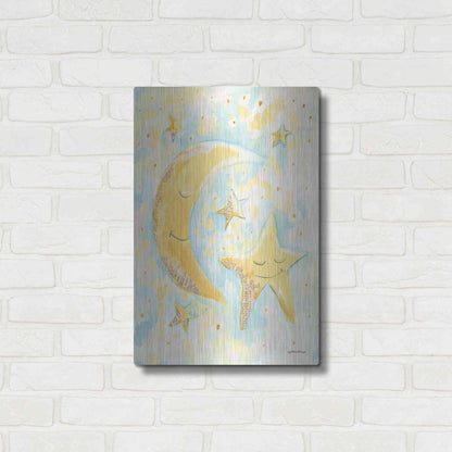 Luxe Metal Art 'Moon and Star Friends' by Jessica Mingo, Metal Wall Art,16x24