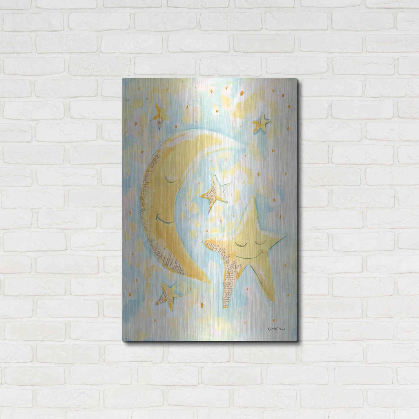 Luxe Metal Art 'Moon and Star Friends' by Jessica Mingo, Metal Wall Art,24x36