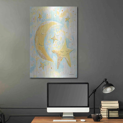 Luxe Metal Art 'Moon and Star Friends' by Jessica Mingo, Metal Wall Art,24x36