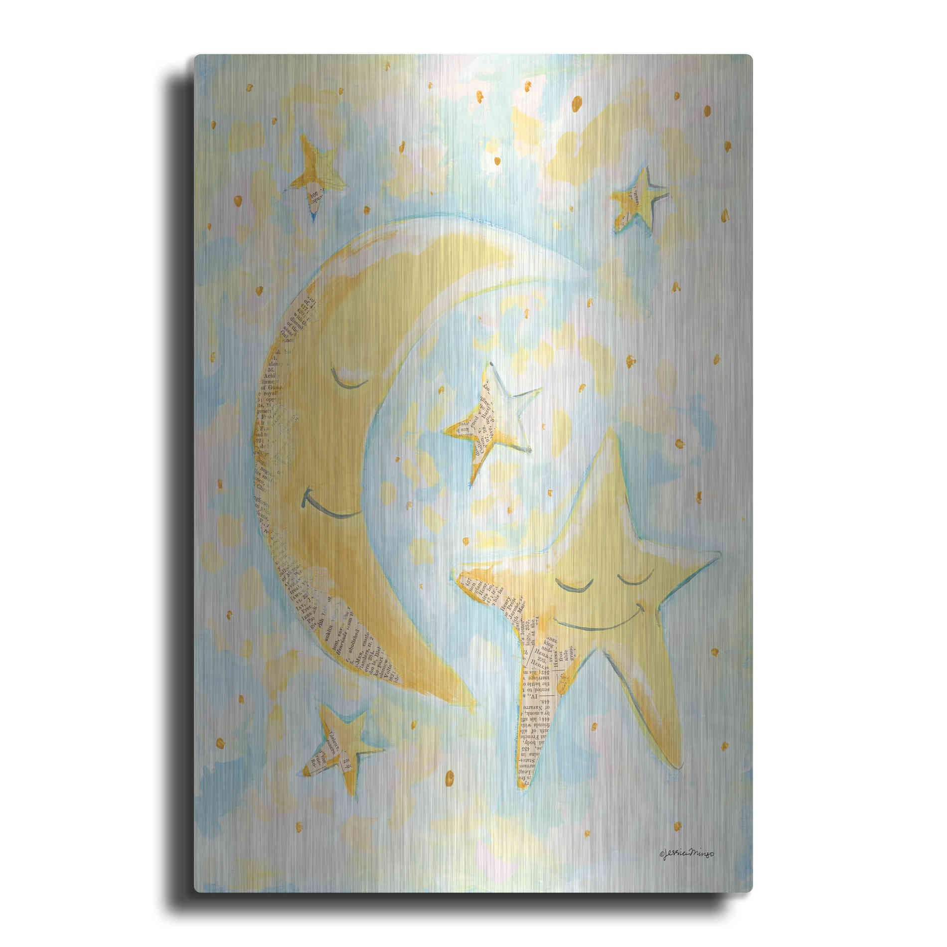 Luxe Metal Art 'Moon and Star Friends' by Jessica Mingo, Metal Wall Art