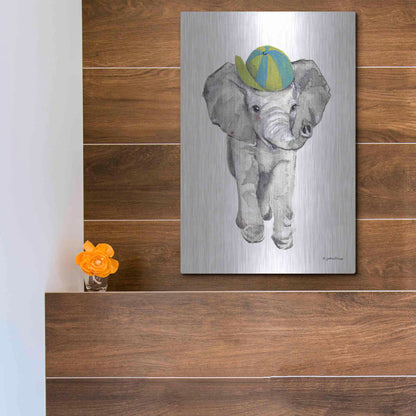 Luxe Metal Art 'Baby Elephant' by Jessica Mingo, Metal Wall Art,12x16
