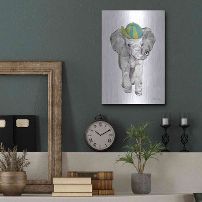 Luxe Metal Art 'Baby Elephant' by Jessica Mingo, Metal Wall Art,12x16