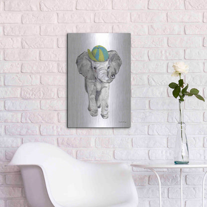 Luxe Metal Art 'Baby Elephant' by Jessica Mingo, Metal Wall Art,16x24