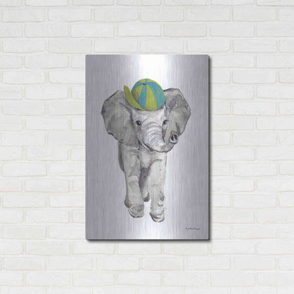 Luxe Metal Art 'Baby Elephant' by Jessica Mingo, Metal Wall Art,24x36