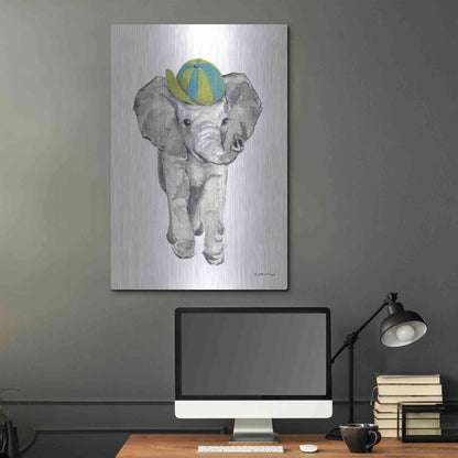 Luxe Metal Art 'Baby Elephant' by Jessica Mingo, Metal Wall Art,24x36