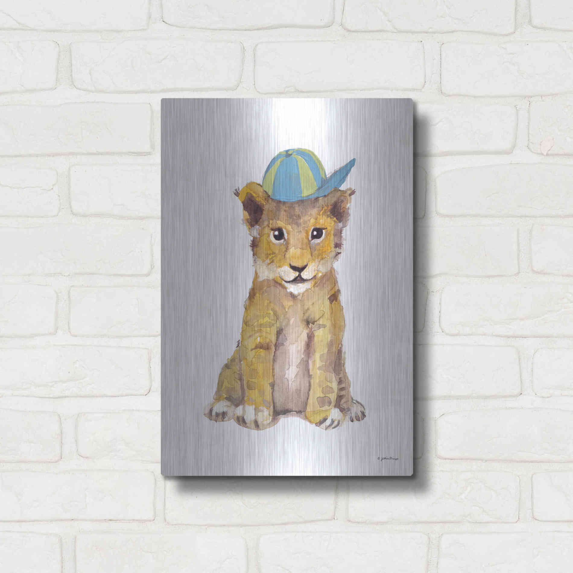 Luxe Metal Art 'Cool Cub' by Jessica Mingo, Metal Wall Art,12x16