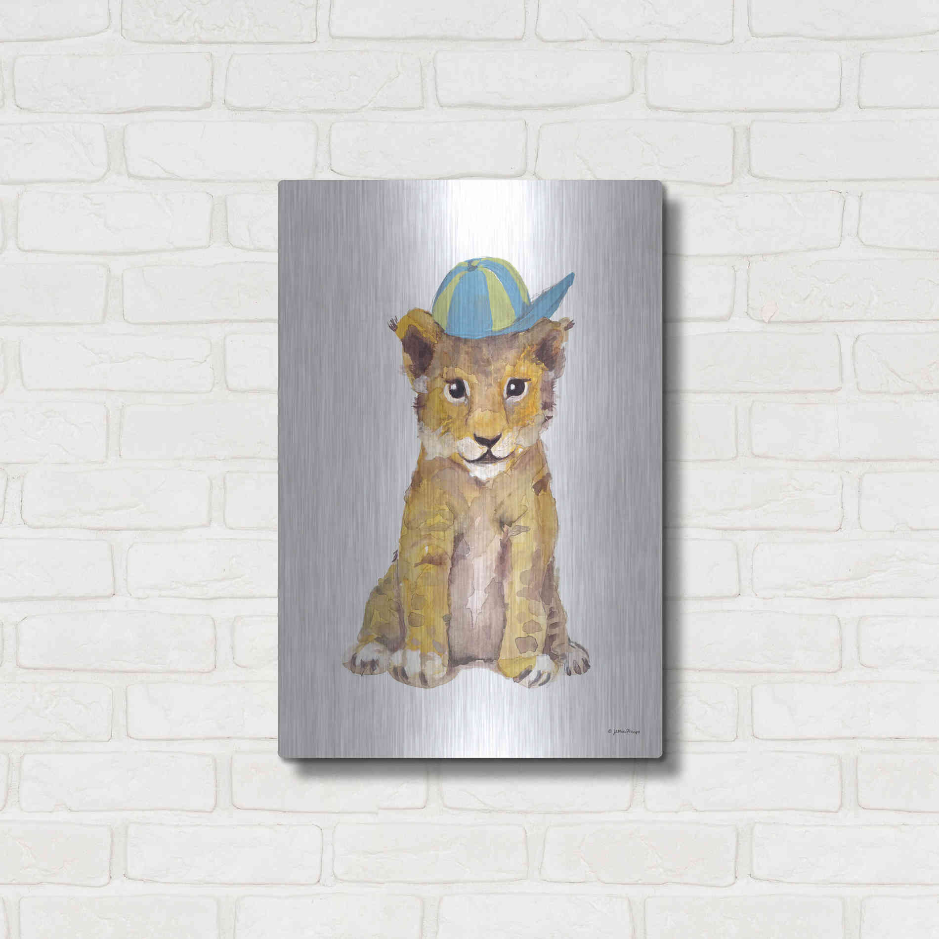 Luxe Metal Art 'Cool Cub' by Jessica Mingo, Metal Wall Art,16x24