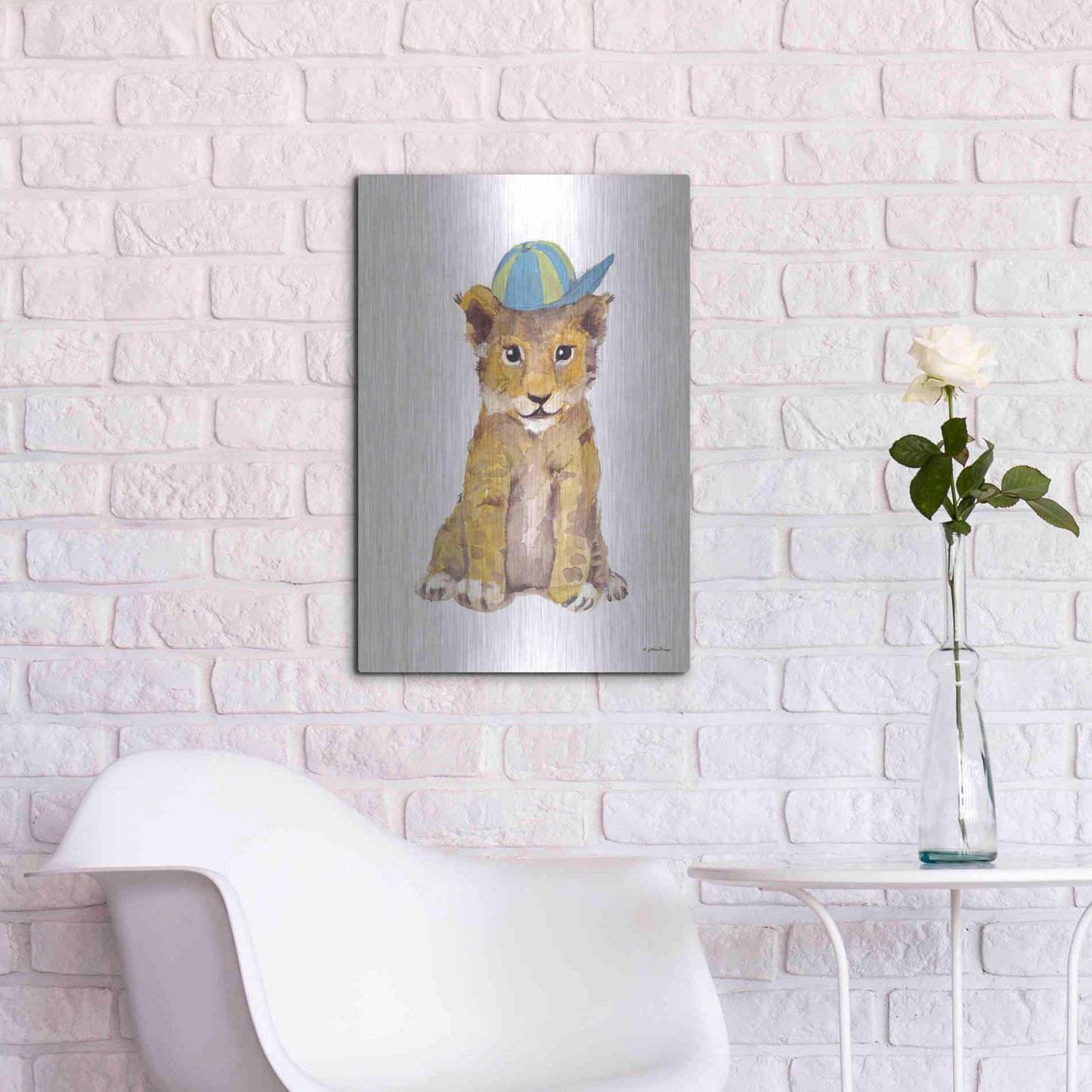 Luxe Metal Art 'Cool Cub' by Jessica Mingo, Metal Wall Art,16x24