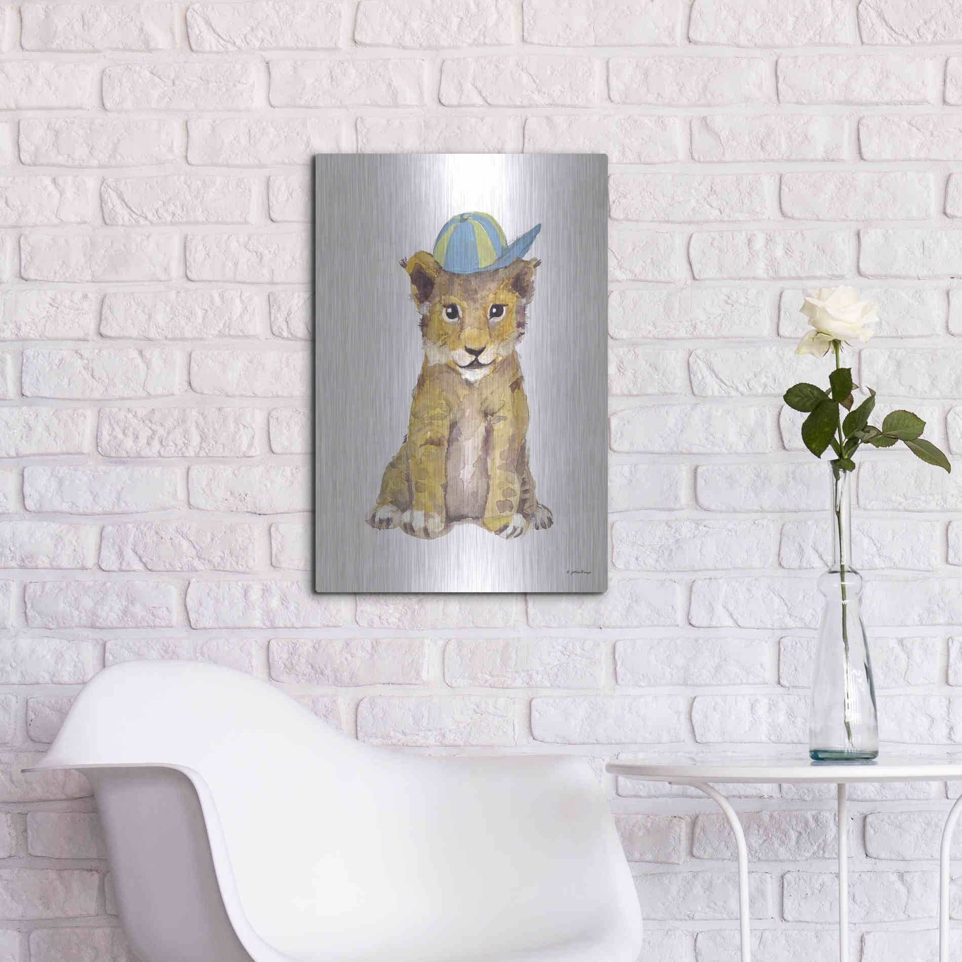 Luxe Metal Art 'Cool Cub' by Jessica Mingo, Metal Wall Art,16x24