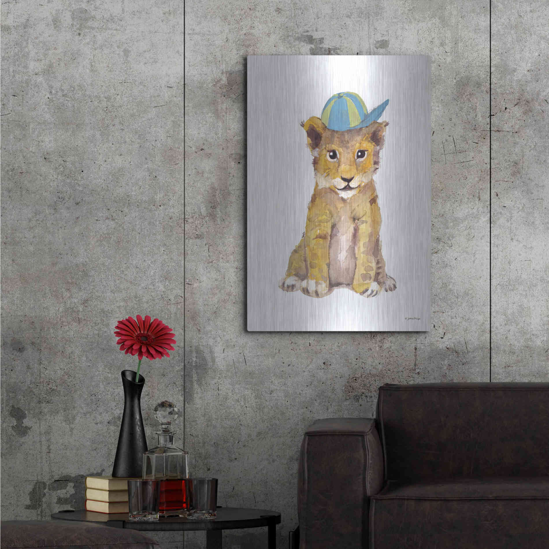 Luxe Metal Art 'Cool Cub' by Jessica Mingo, Metal Wall Art,24x36