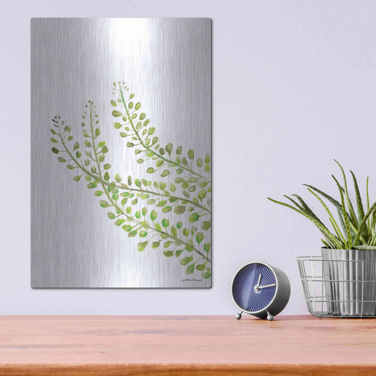 Luxe Metal Art 'Green Bliss' by Jessica Mingo, Metal Wall Art,12x16
