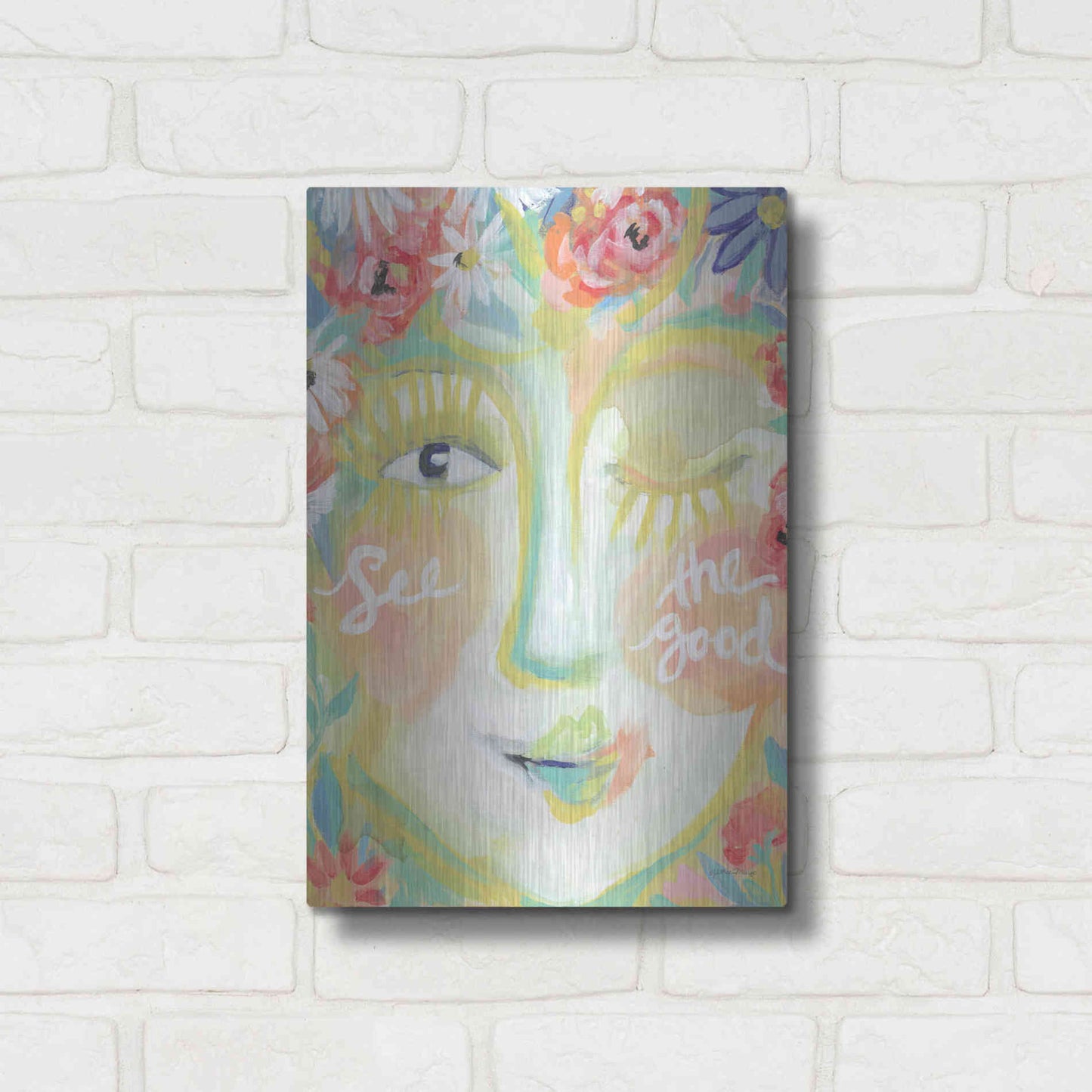Luxe Metal Art 'See the Good' by Jessica Mingo, Metal Wall Art,12x16