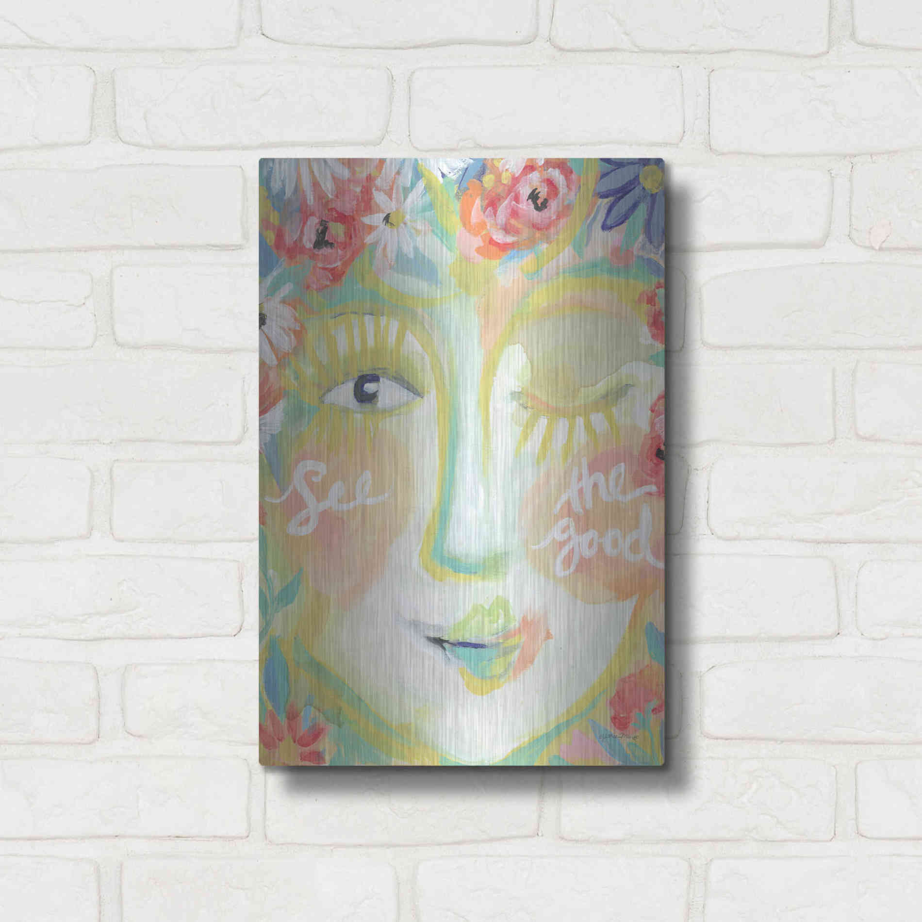 Luxe Metal Art 'See the Good' by Jessica Mingo, Metal Wall Art,12x16
