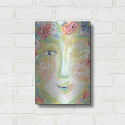 Luxe Metal Art 'See the Good' by Jessica Mingo, Metal Wall Art,12x16
