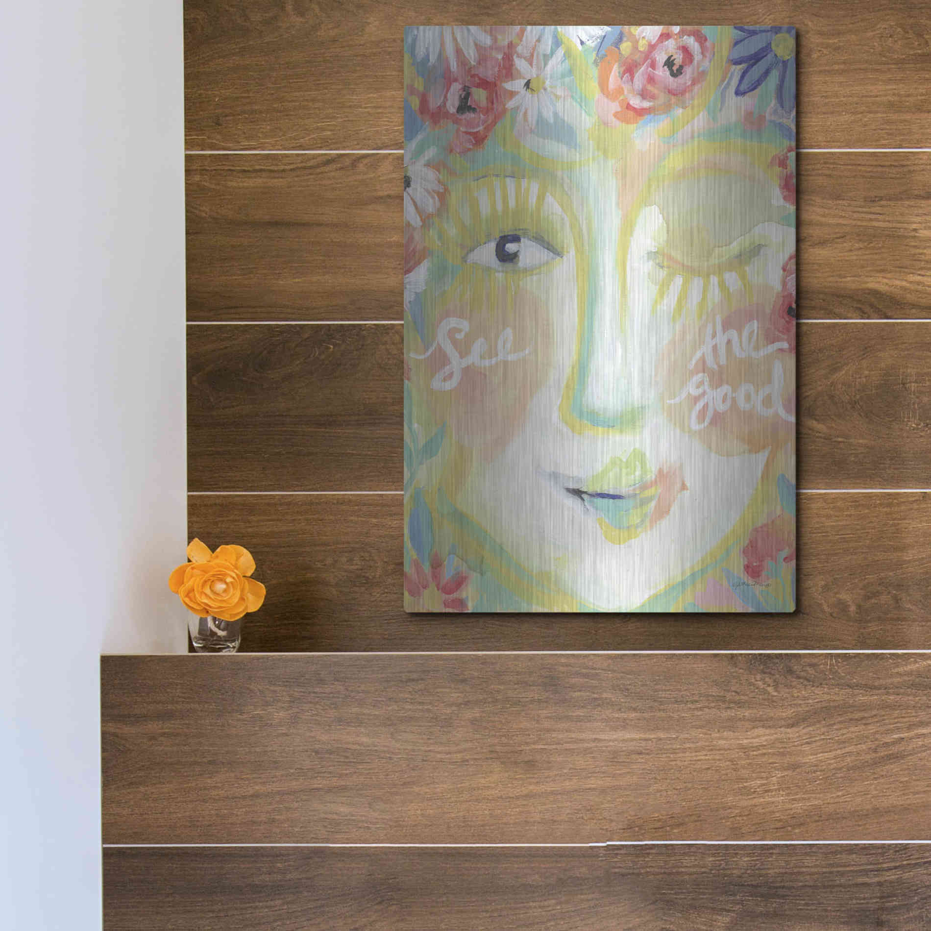 Luxe Metal Art 'See the Good' by Jessica Mingo, Metal Wall Art,12x16