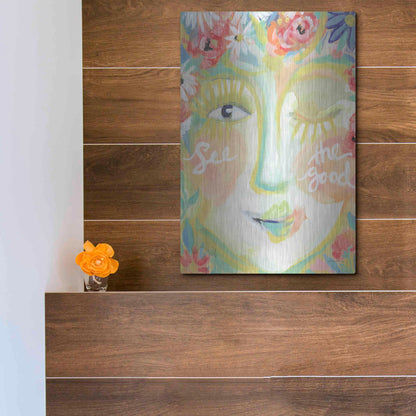 Luxe Metal Art 'See the Good' by Jessica Mingo, Metal Wall Art,12x16