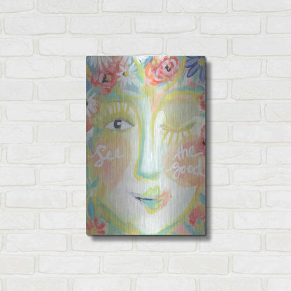 Luxe Metal Art 'See the Good' by Jessica Mingo, Metal Wall Art,16x24