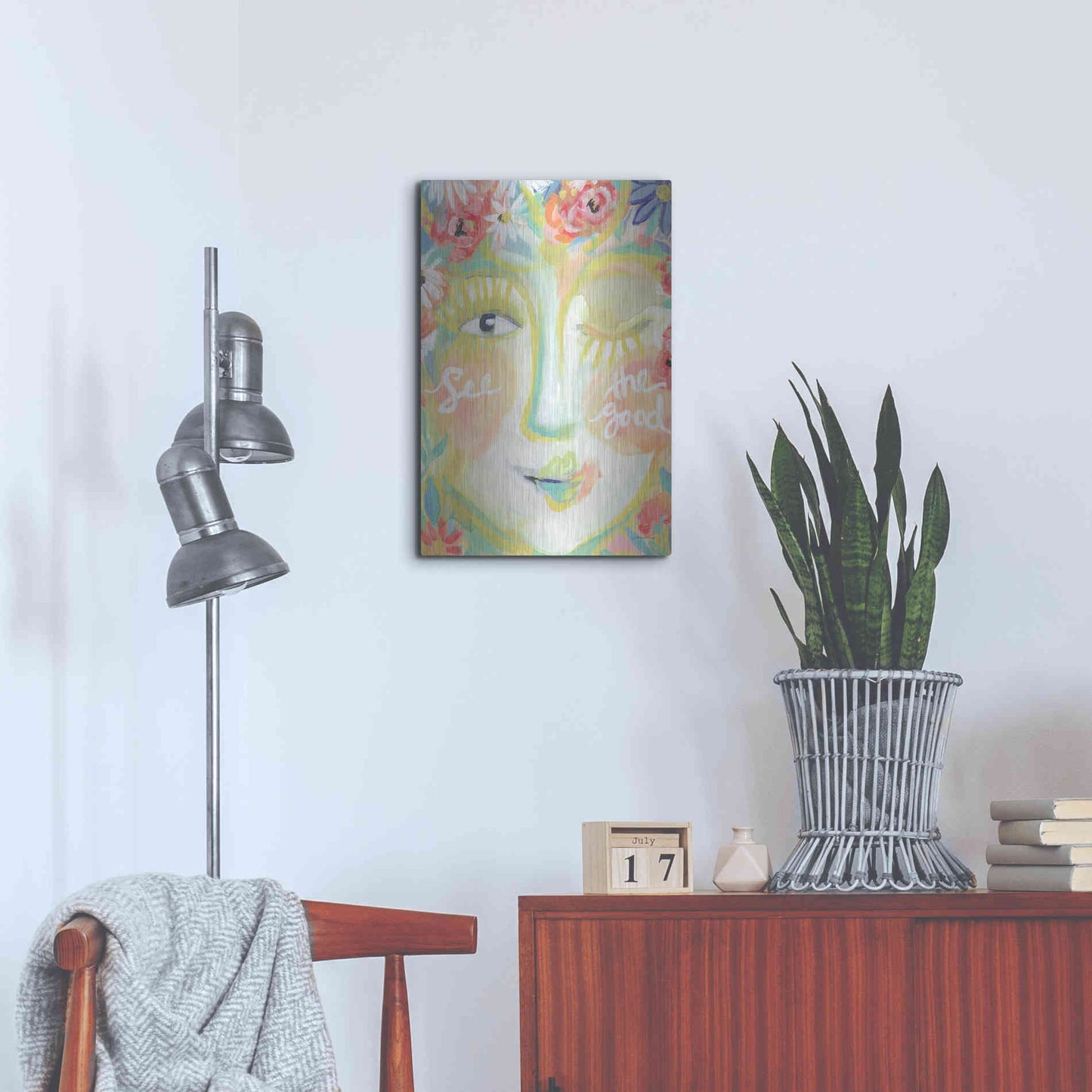 Luxe Metal Art 'See the Good' by Jessica Mingo, Metal Wall Art,16x24