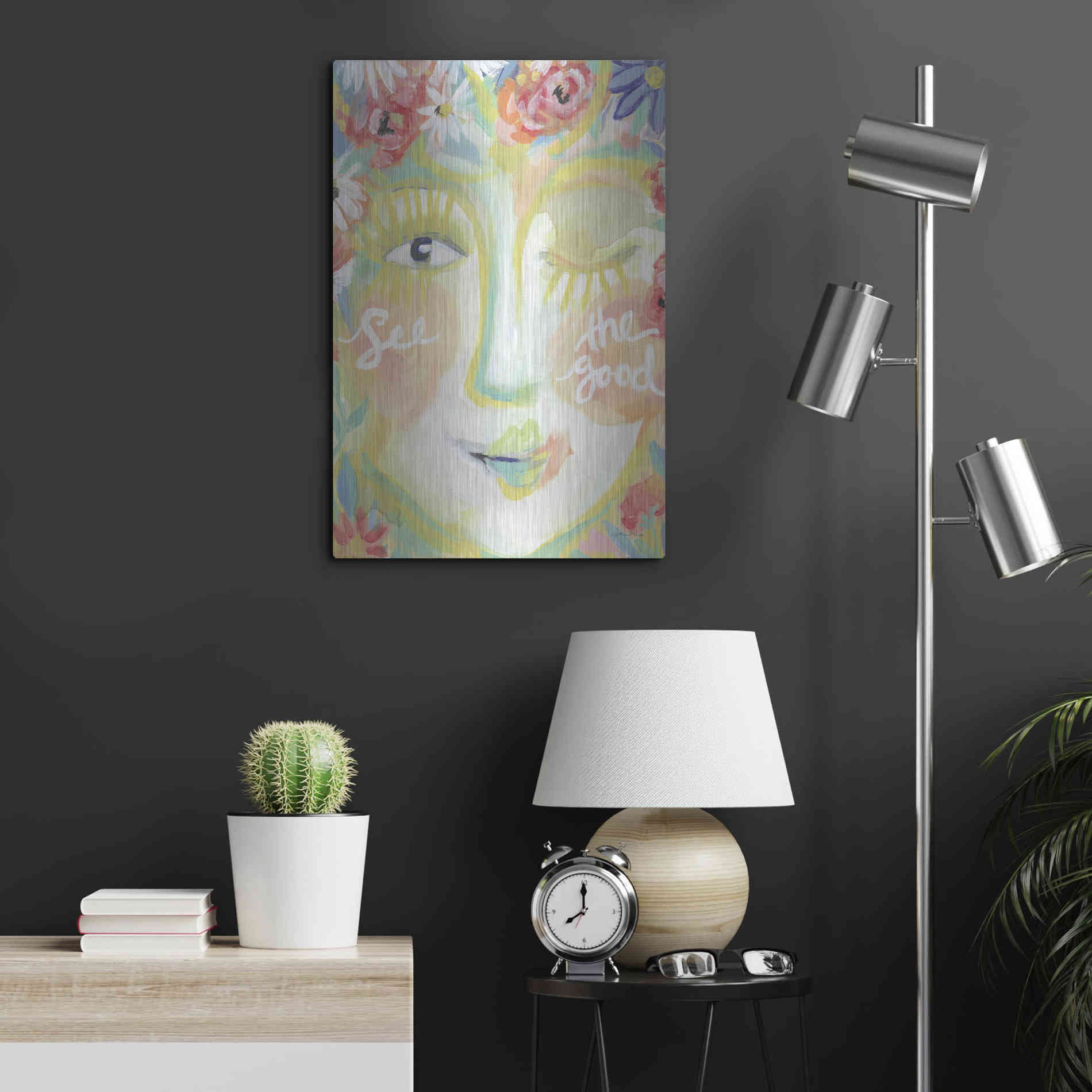 Luxe Metal Art 'See the Good' by Jessica Mingo, Metal Wall Art,16x24