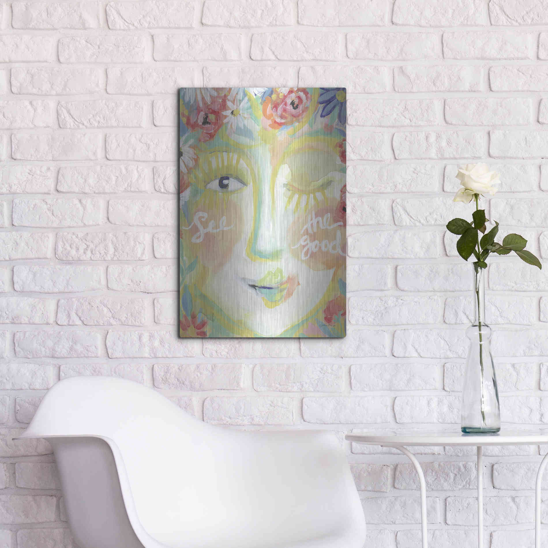 Luxe Metal Art 'See the Good' by Jessica Mingo, Metal Wall Art,16x24