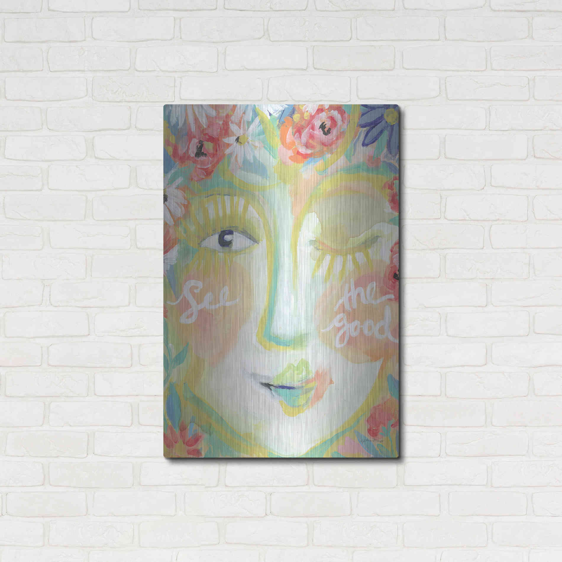 Luxe Metal Art 'See the Good' by Jessica Mingo, Metal Wall Art,24x36