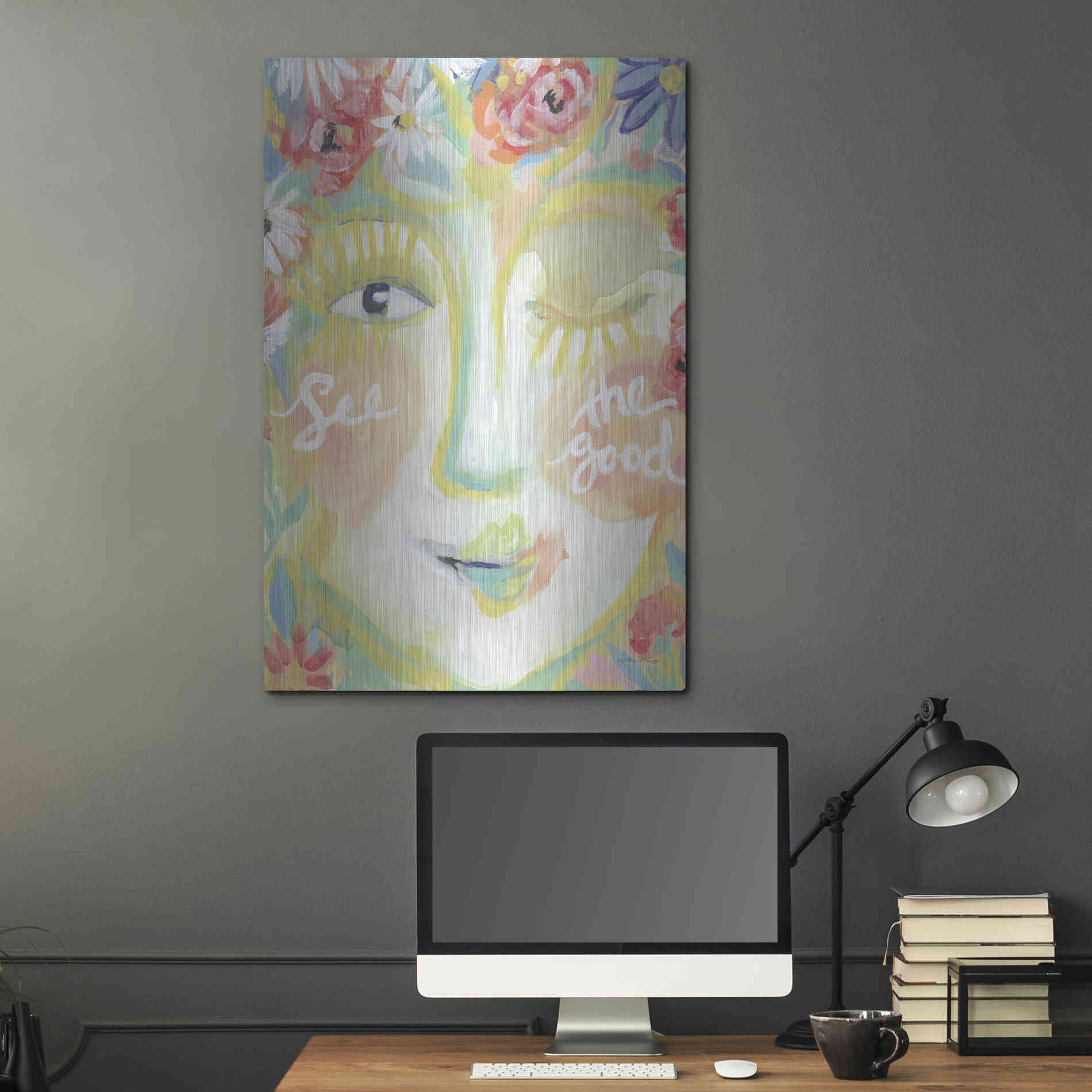 Luxe Metal Art 'See the Good' by Jessica Mingo, Metal Wall Art,24x36