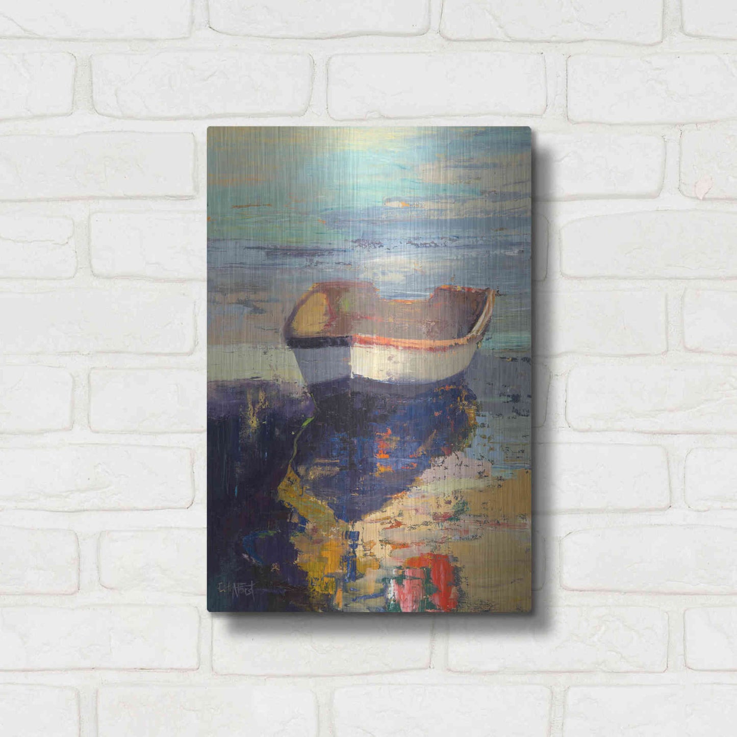 Luxe Metal Art 'Blueglow' by Beth Forst, Metal Wall Art,12x16