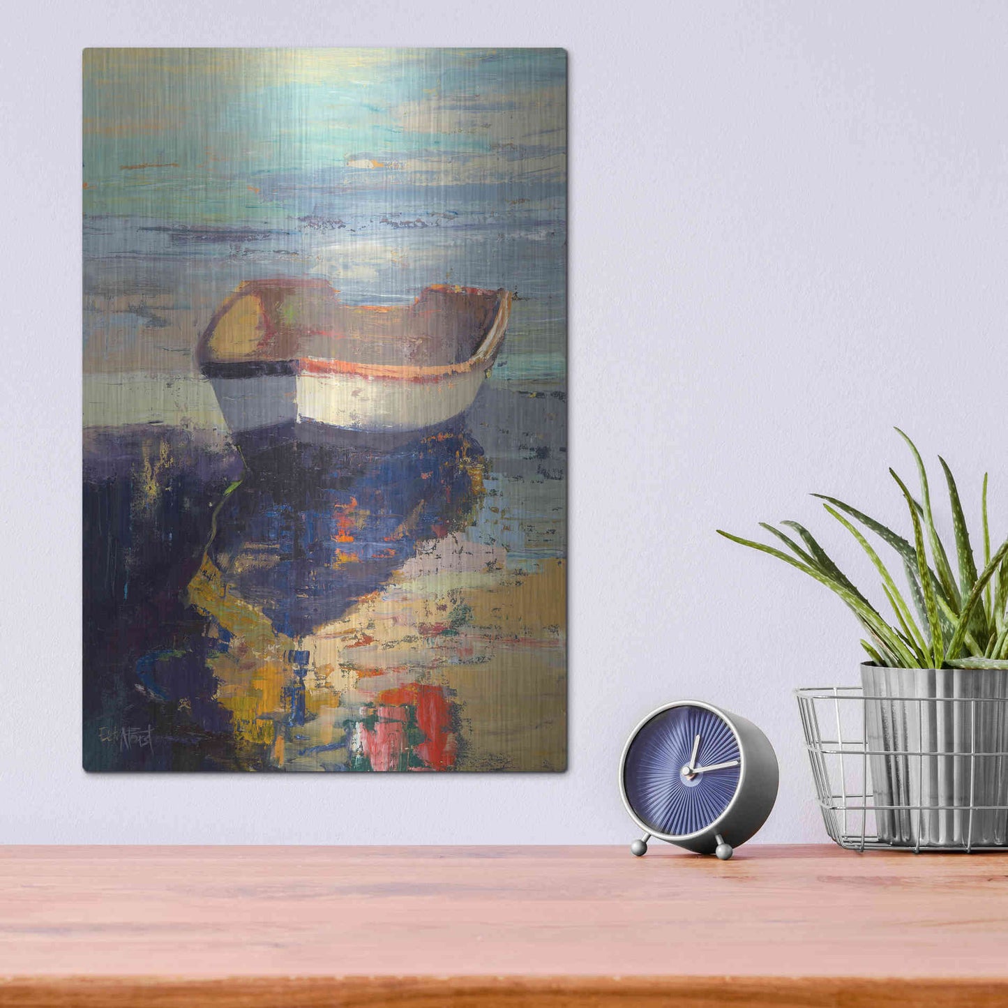 Luxe Metal Art 'Blueglow' by Beth Forst, Metal Wall Art,12x16