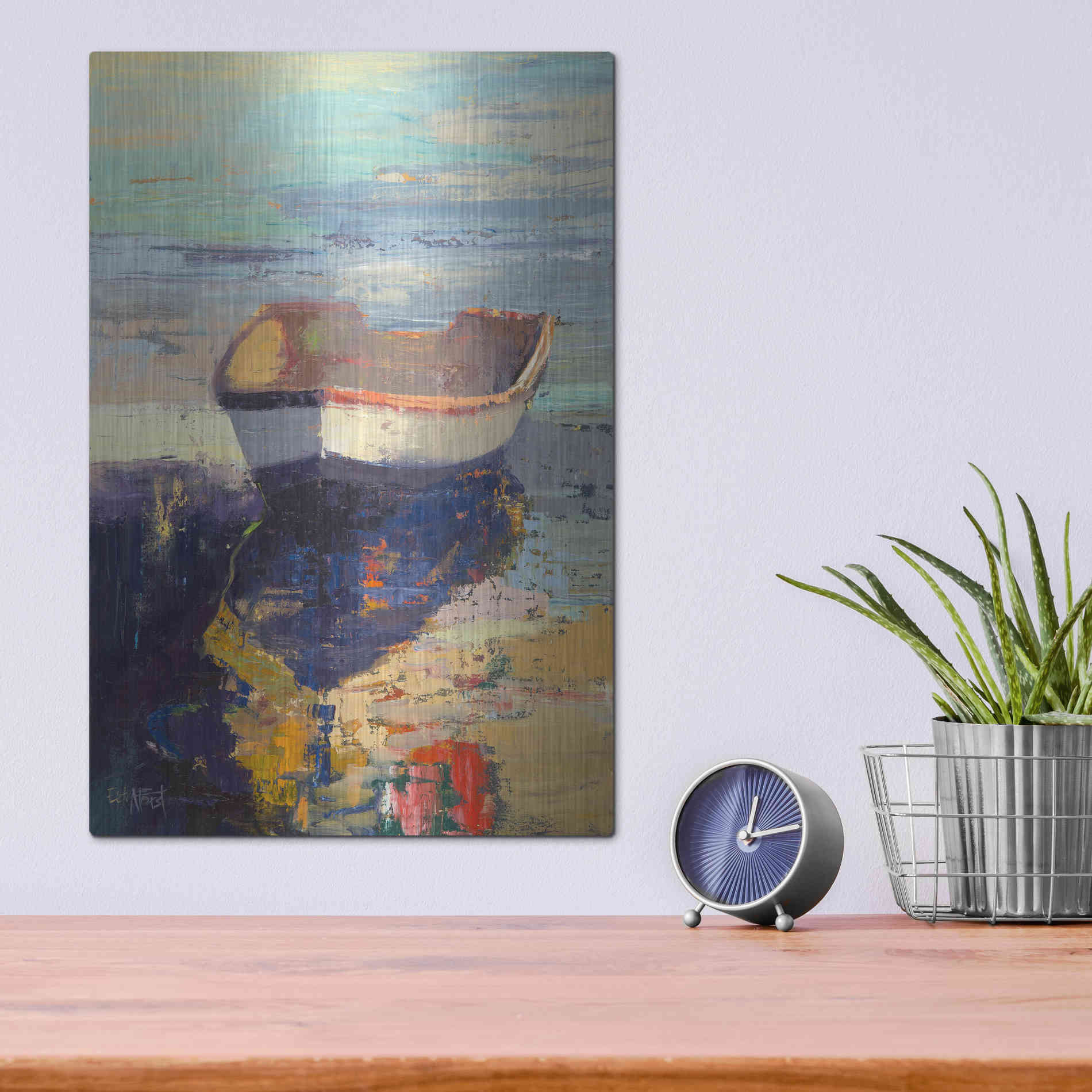 Luxe Metal Art 'Blueglow' by Beth Forst, Metal Wall Art,12x16