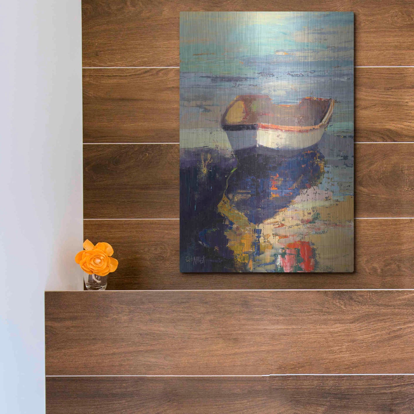 Luxe Metal Art 'Blueglow' by Beth Forst, Metal Wall Art,12x16