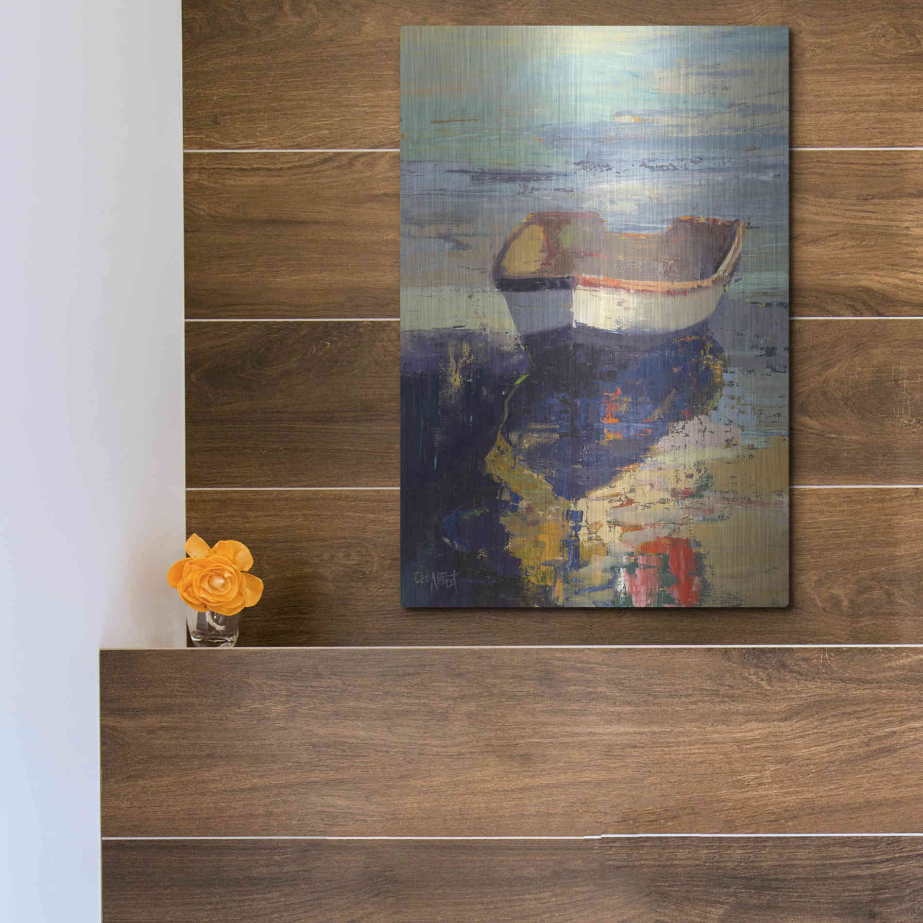 Luxe Metal Art 'Blueglow' by Beth Forst, Metal Wall Art,12x16