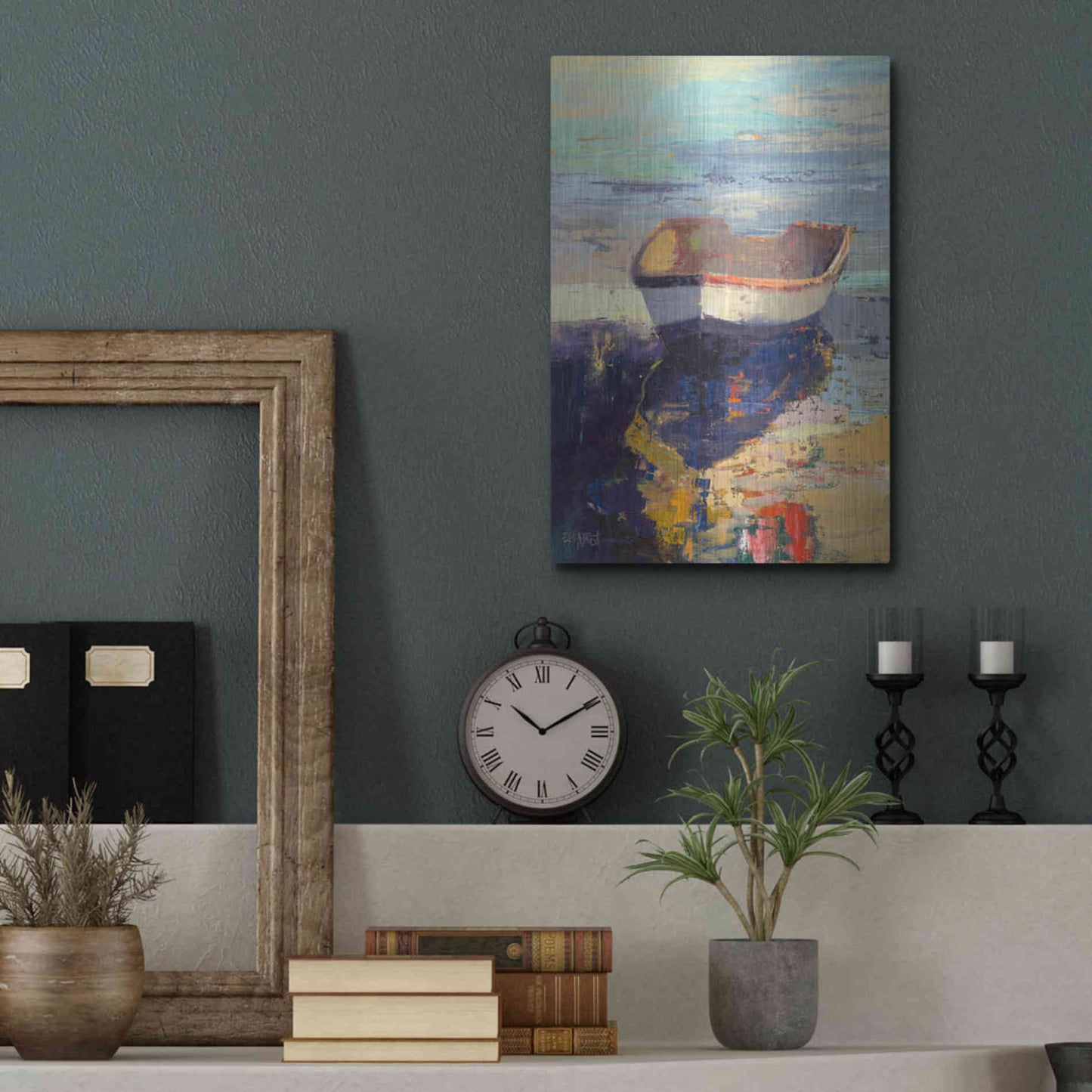 Luxe Metal Art 'Blueglow' by Beth Forst, Metal Wall Art,12x16