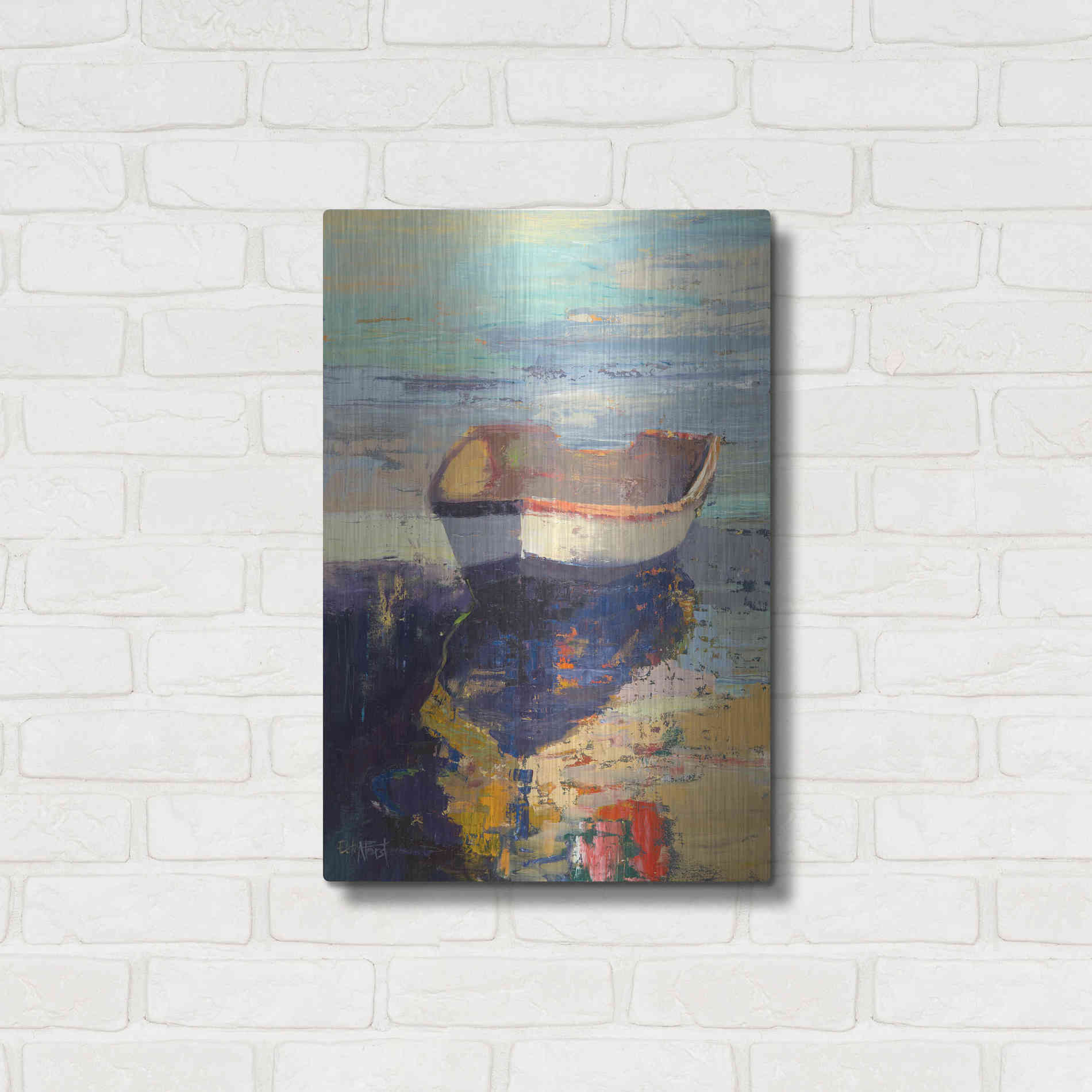 Luxe Metal Art 'Blueglow' by Beth Forst, Metal Wall Art,16x24