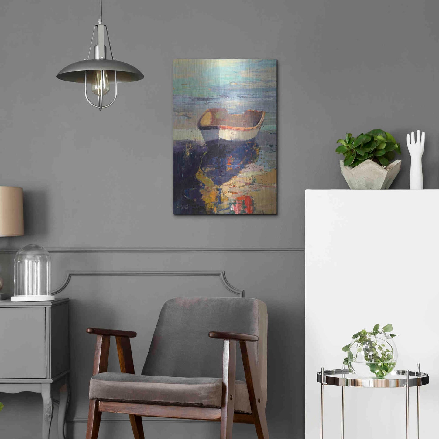 Luxe Metal Art 'Blueglow' by Beth Forst, Metal Wall Art,16x24