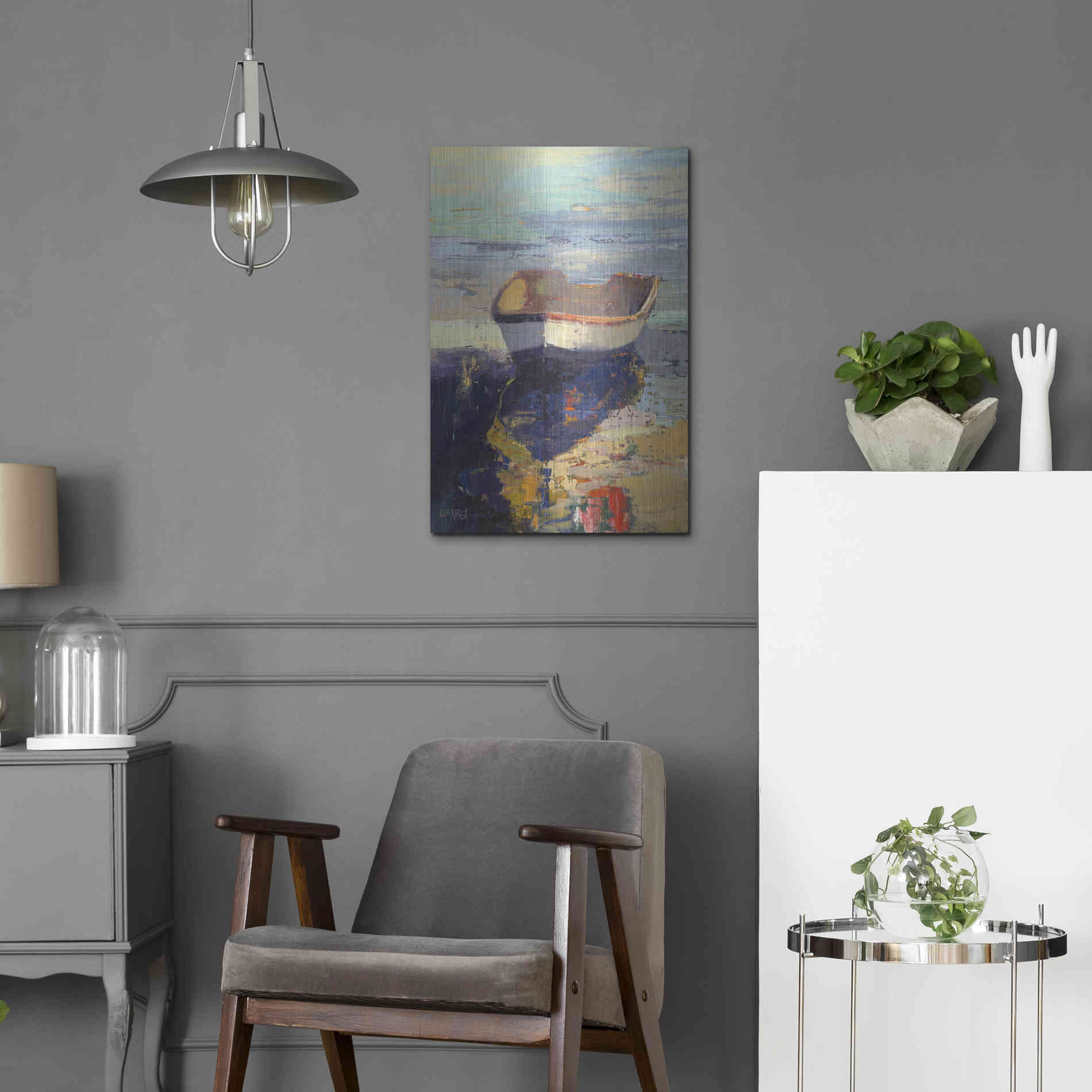 Luxe Metal Art 'Blueglow' by Beth Forst, Metal Wall Art,16x24