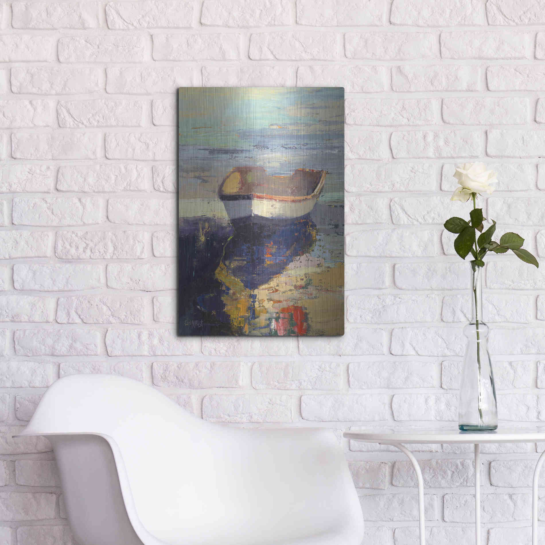 Luxe Metal Art 'Blueglow' by Beth Forst, Metal Wall Art,16x24